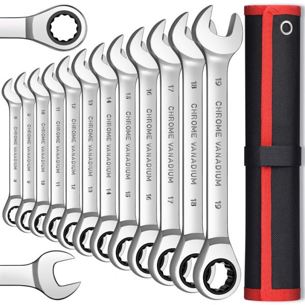 Key Ratchet Wrench Set 72 Tooth Gear Ring Torque Socket Wrench Set Metric Combination Ratchet Spanners Set Car Repair Tools 1